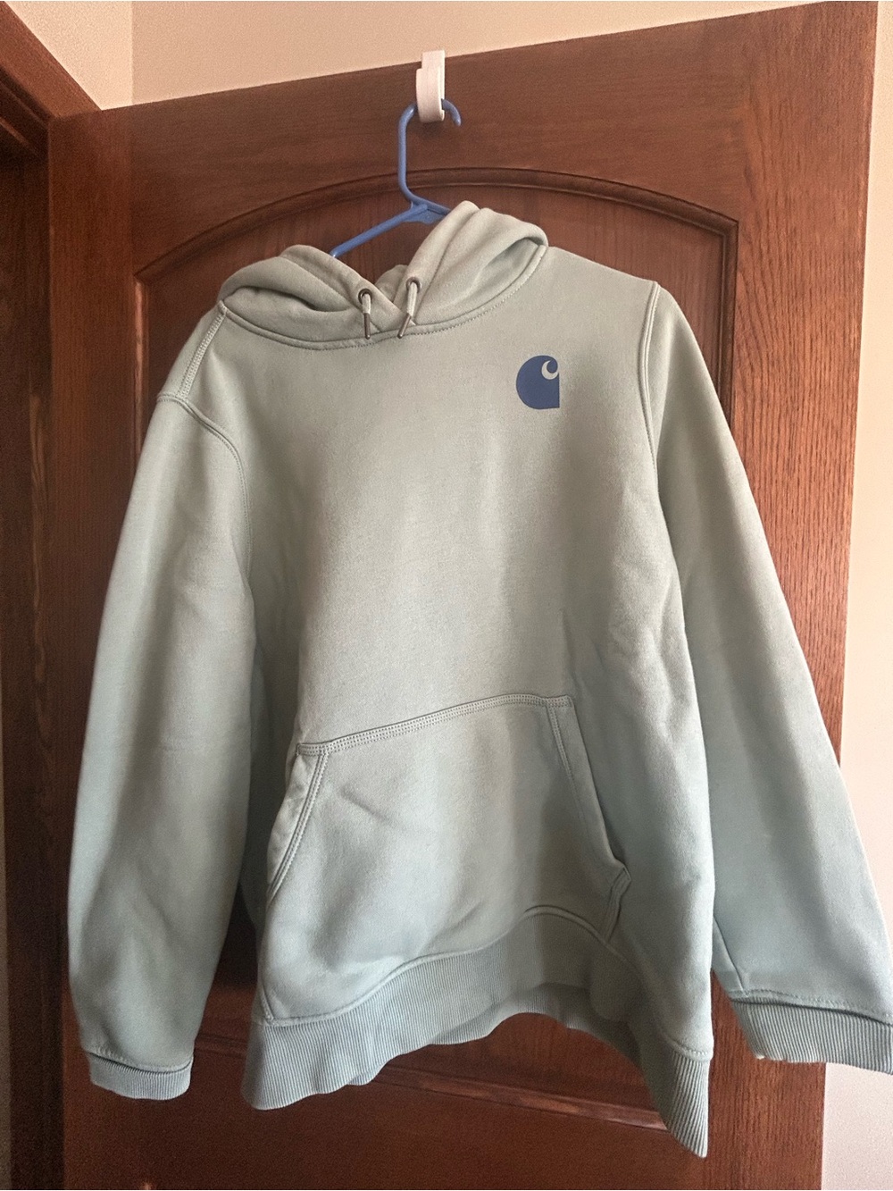 Carhartt women’s blue green Crewneck Hoodie with Small Logo